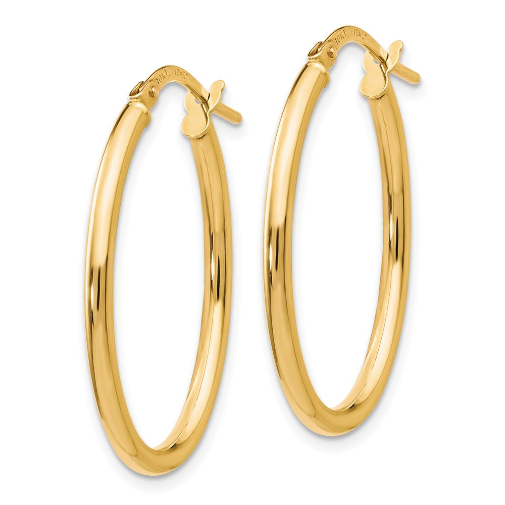 10K Polished Oval Hinged Hoop Earrings