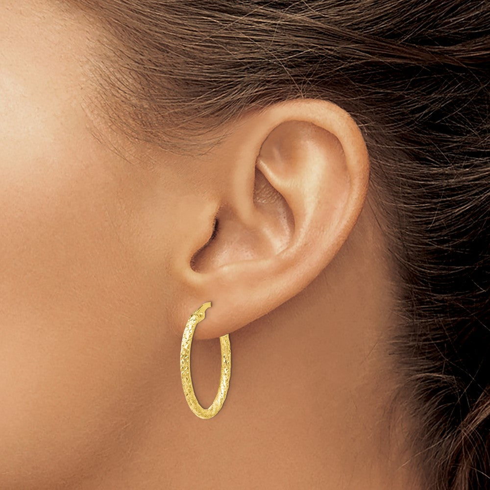 10K Polished D/C Oval Hoop Earrings