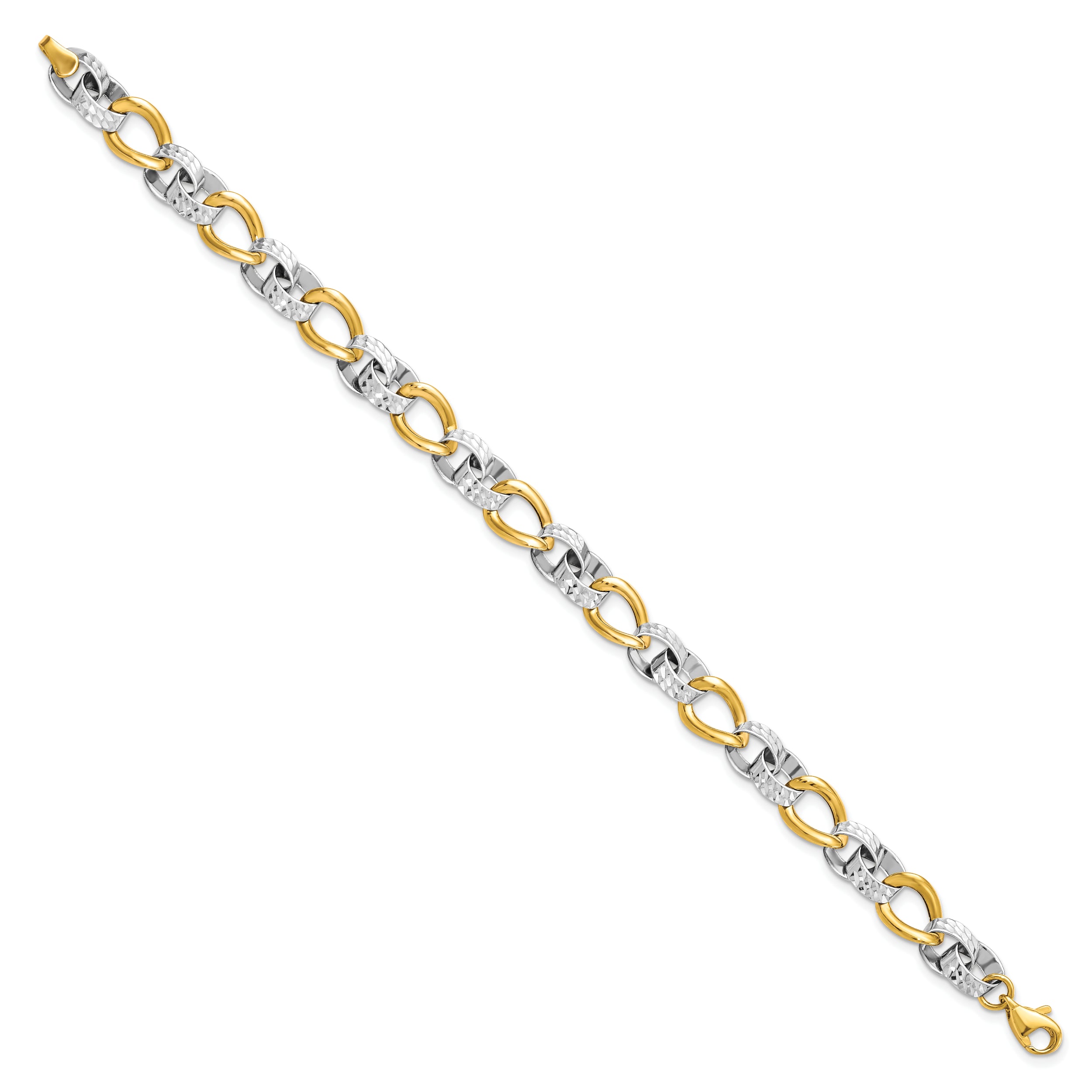 10K Two-tone Polished and D/C Link Bracelet