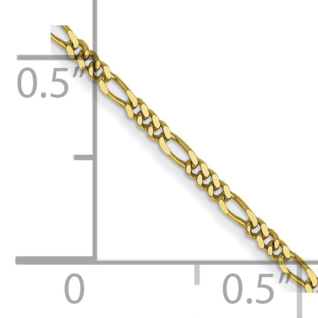 10K 1.25Mm Flat Figaro Pendant Chain