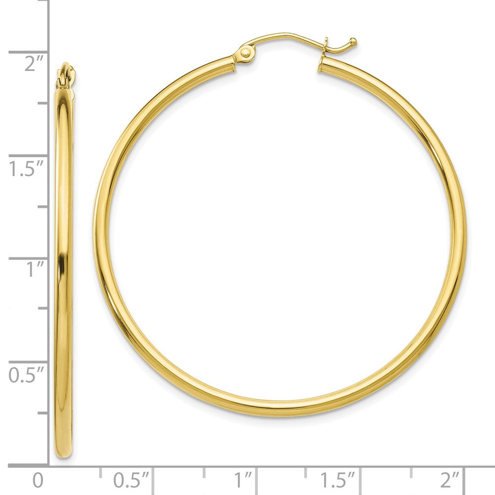 10K Polished 2mm Tube Hoop Earrings