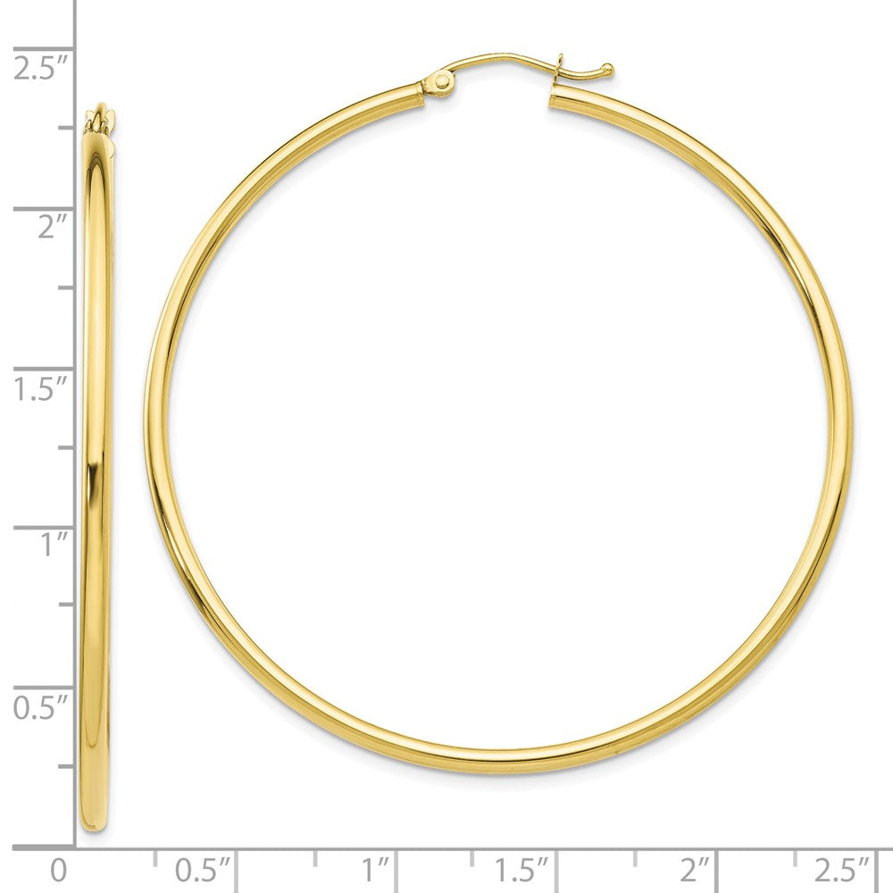 10K Polished 2mm Tube Hoop Earrings