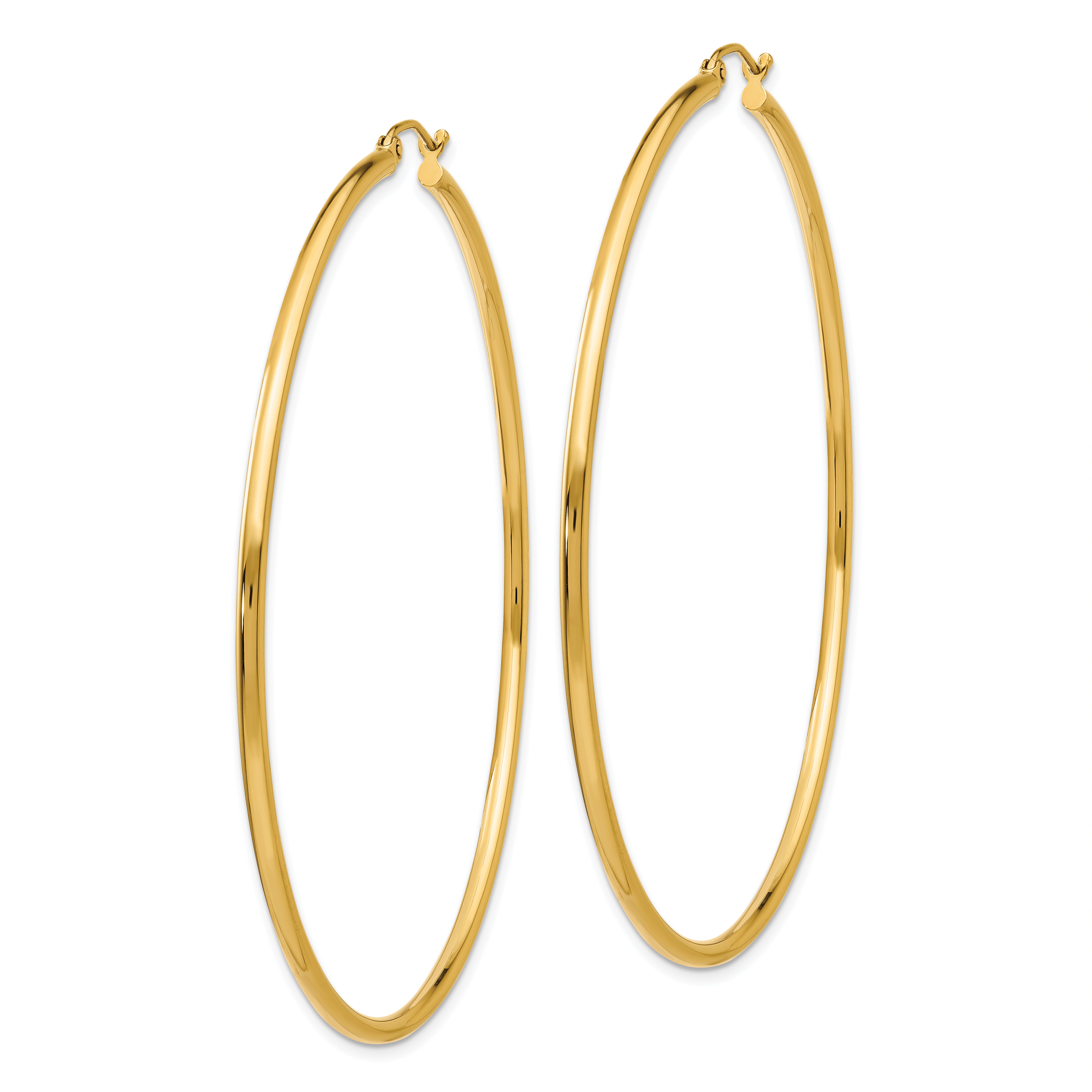 10K Polished 2mm Tube Hoop Earrings