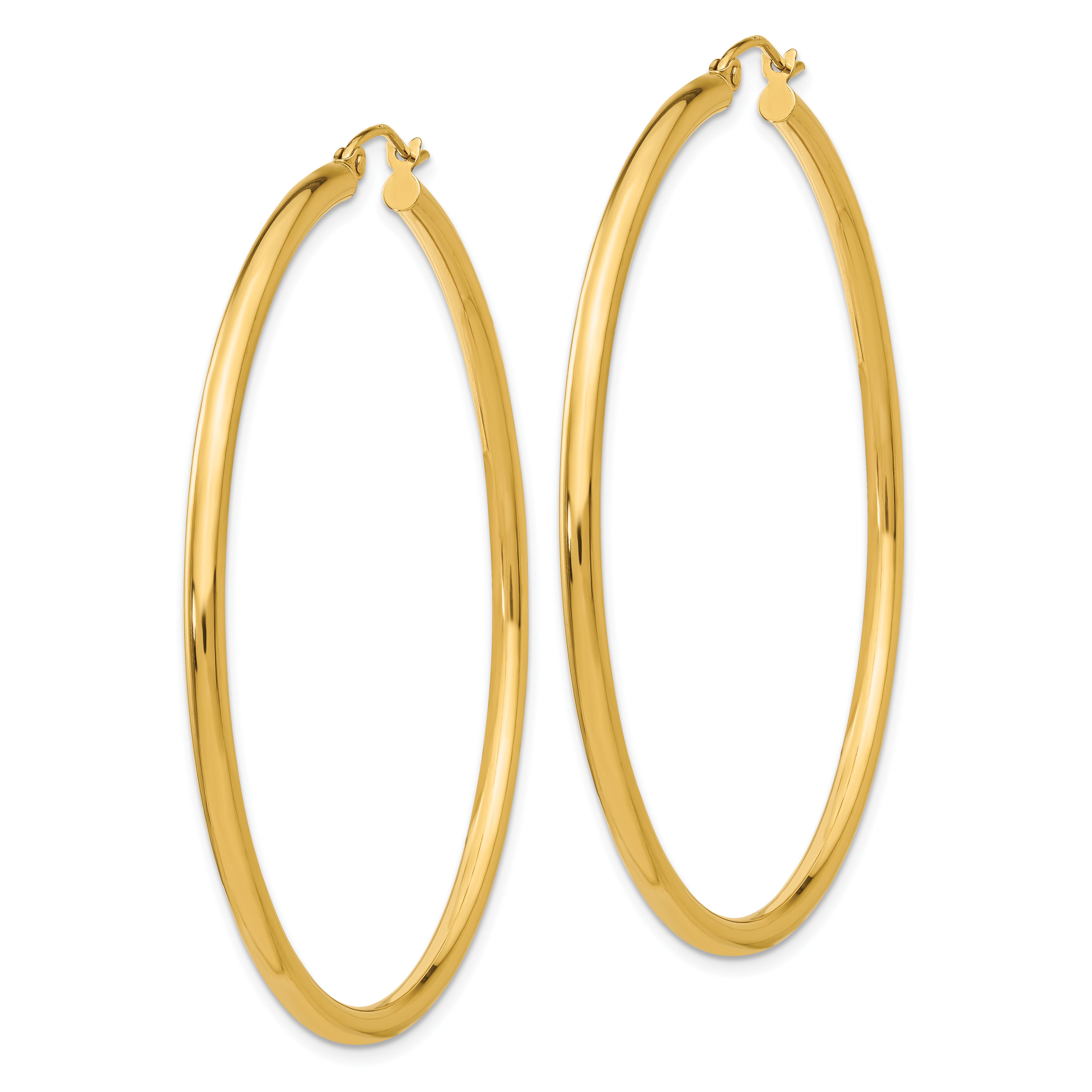 10K Polished 2.5mm Tube Hoop Earrings