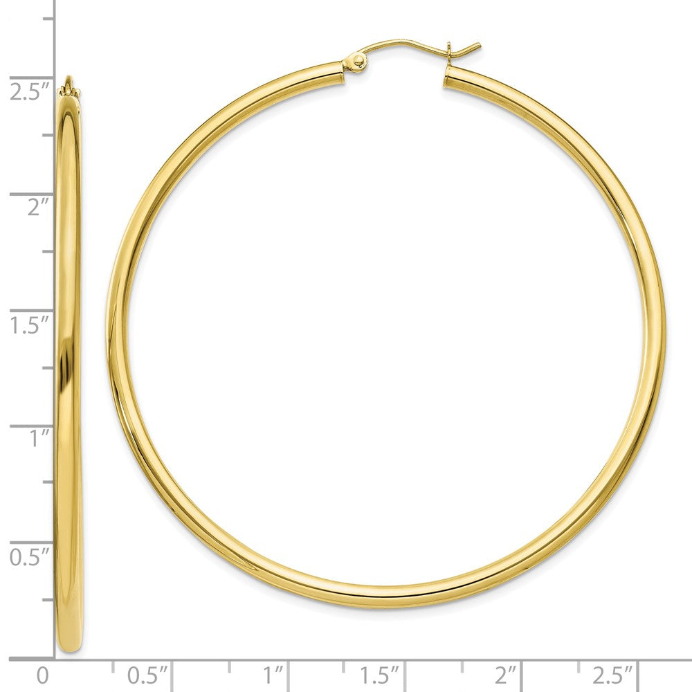 10K Polished 2.5mm Tube Hoop Earrings