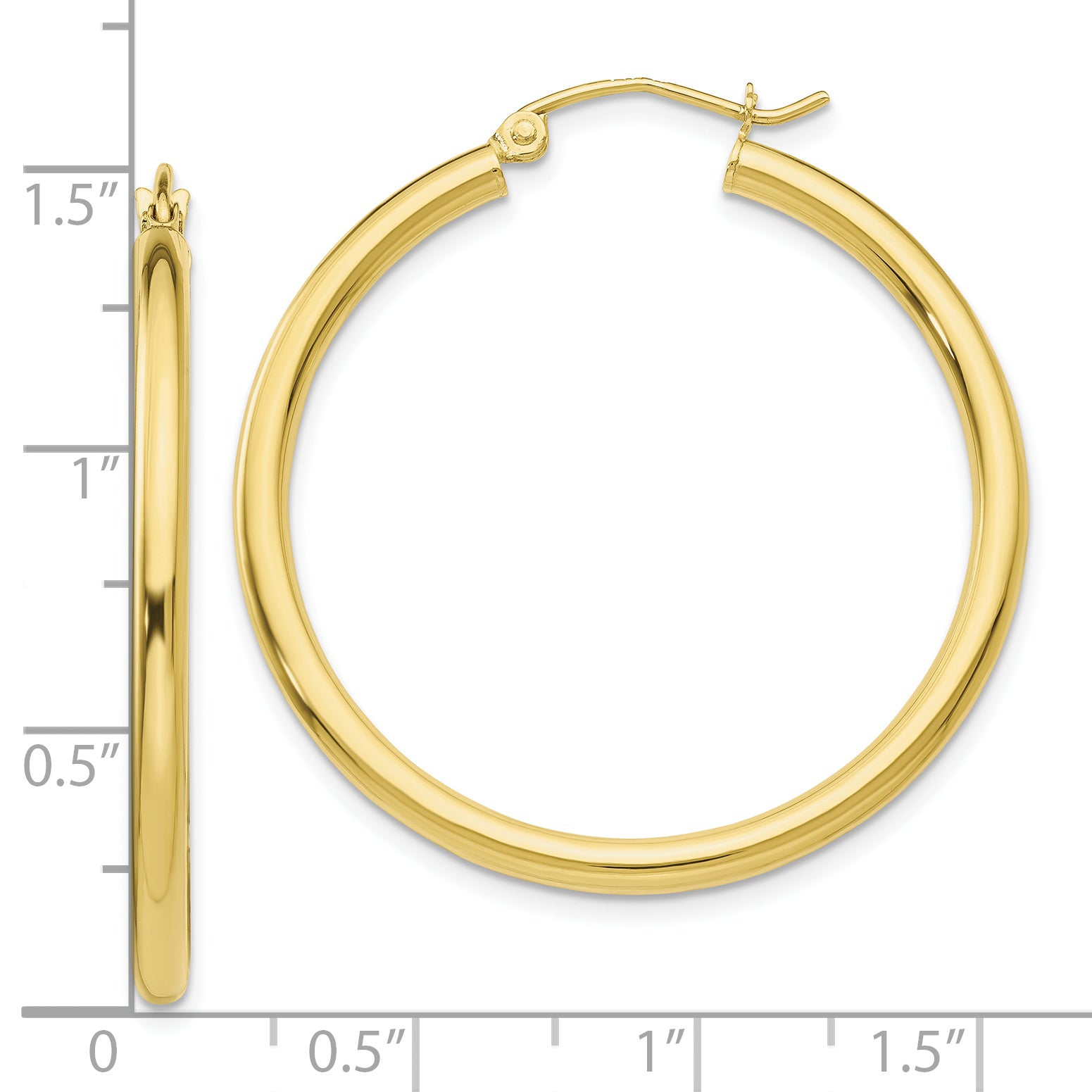 10K Polished 2.5mm Tube Hoop Earrings