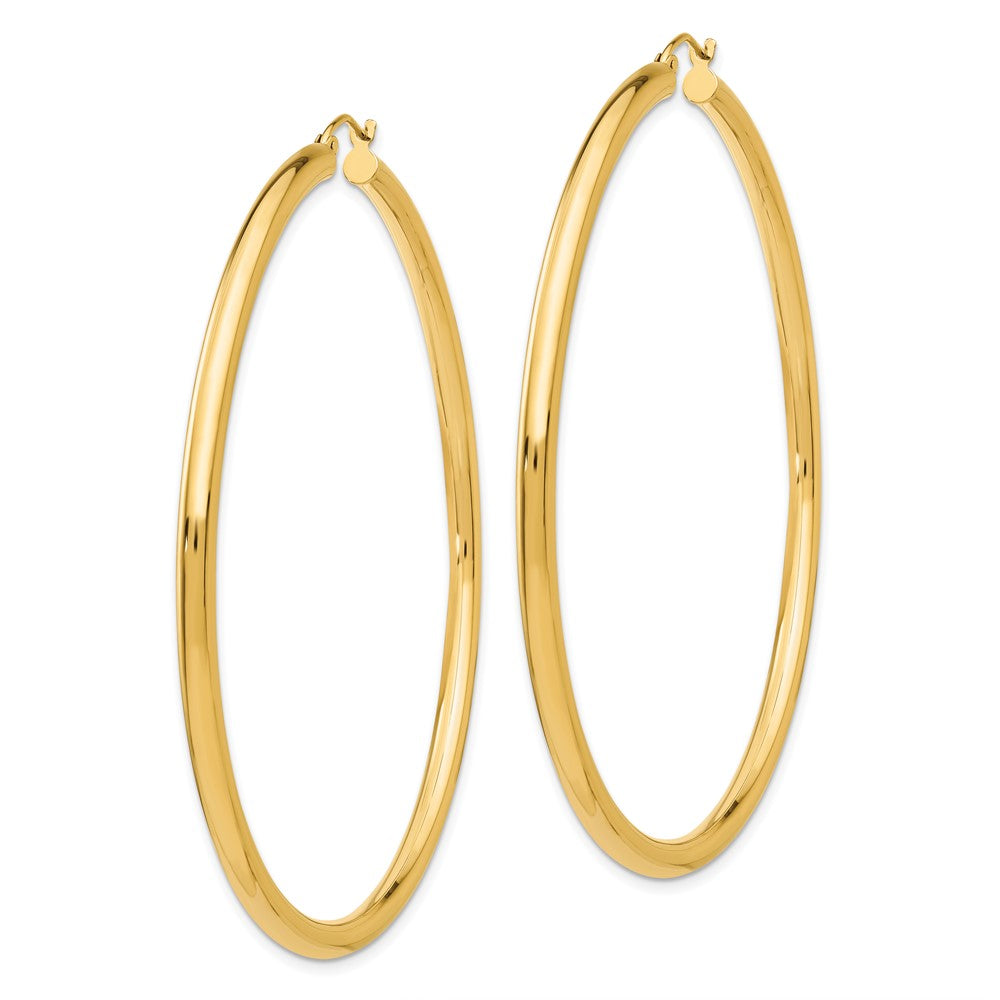 10K Polished 3mm Tube Hoop Earrings