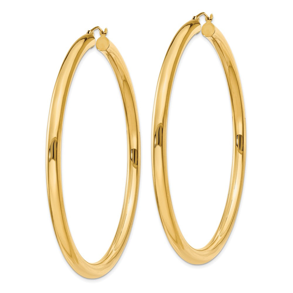 10K Polished 4mm Tube Hoop Earrings