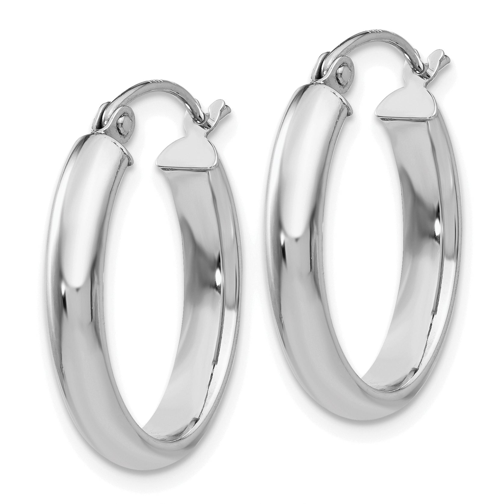 10k White Gold Polished 3.5mm Oval Hoop Earrings