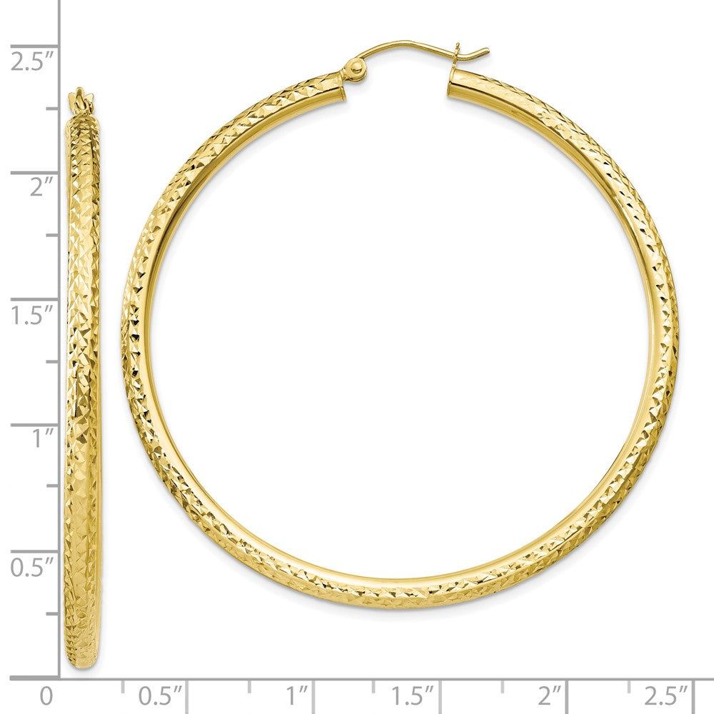10k Diamond-cut 3mm Round Hoop Earrings
