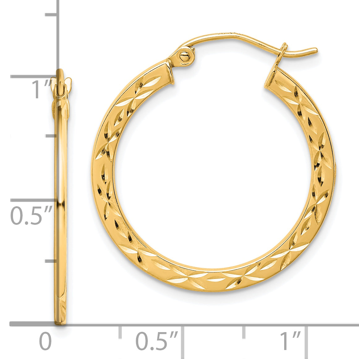 10K Diamond Cut Hollow Hoop Earrings