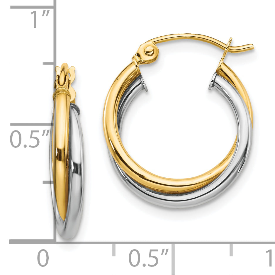 10K Two-tone Twist Hoop Earring