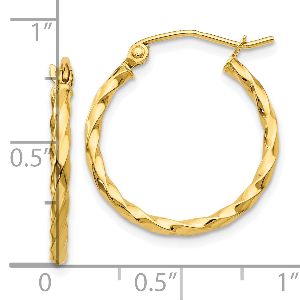 10k Twist Polished Hoop Earring