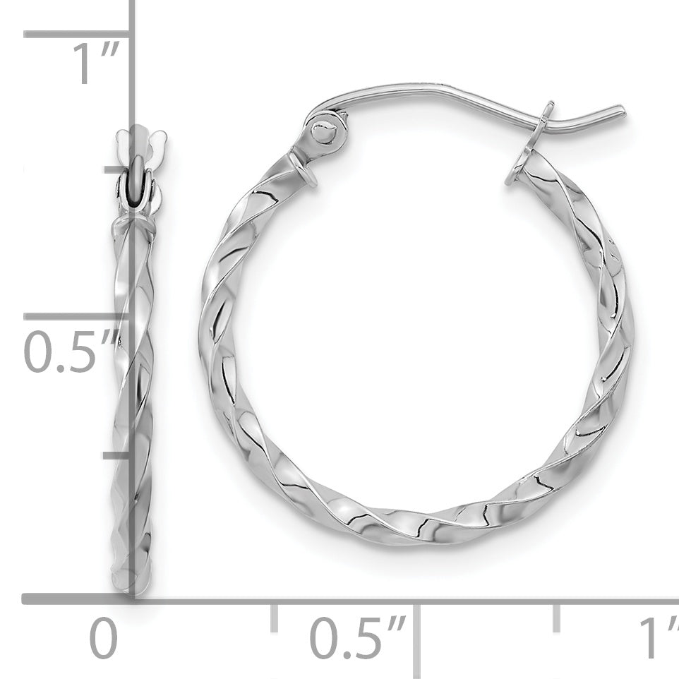 10k WG Twist Polished Hoop Earring