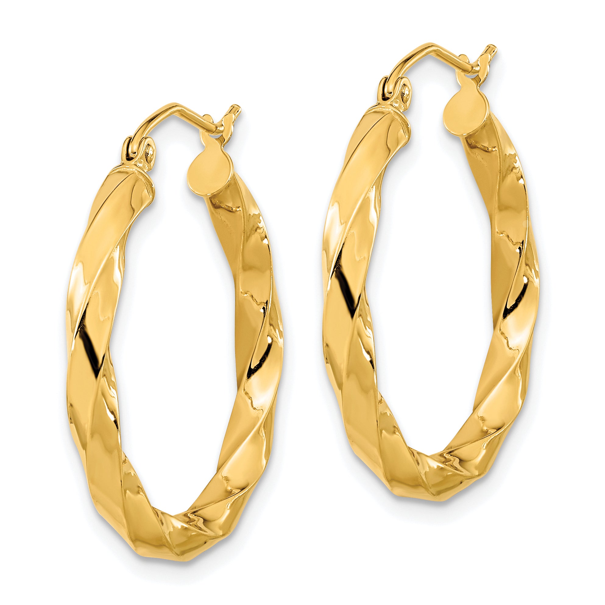 10k Polished 3mm Twisted Hoop Earrings