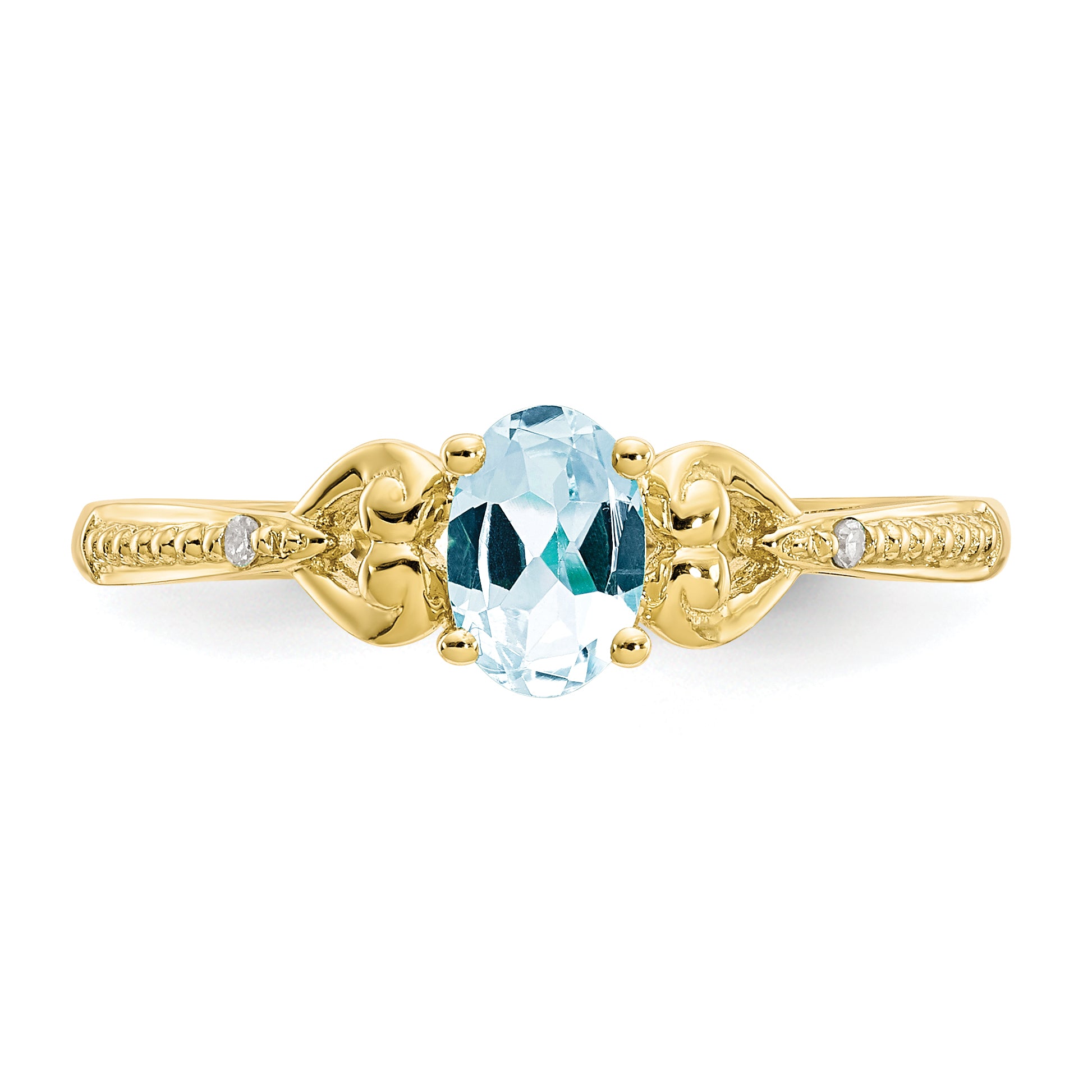 10K Aquamarine and Diamond Ring