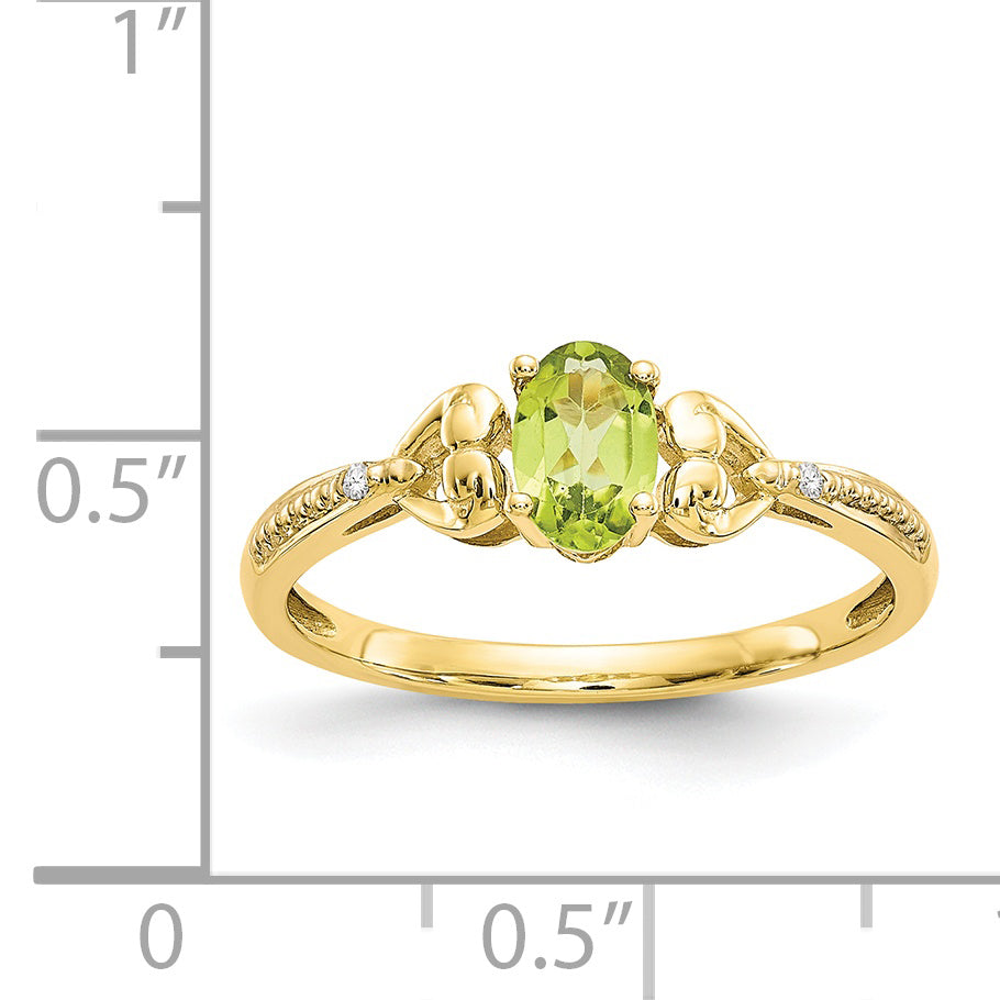 10K Peridot and Diamond Ring