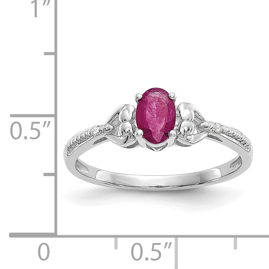 10k White Gold Ruby and Diamond Ring