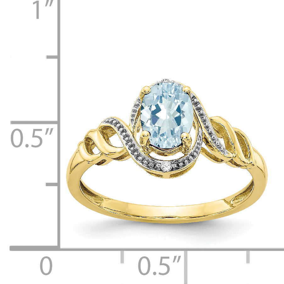 10K Aquamarine and Diamond Ring