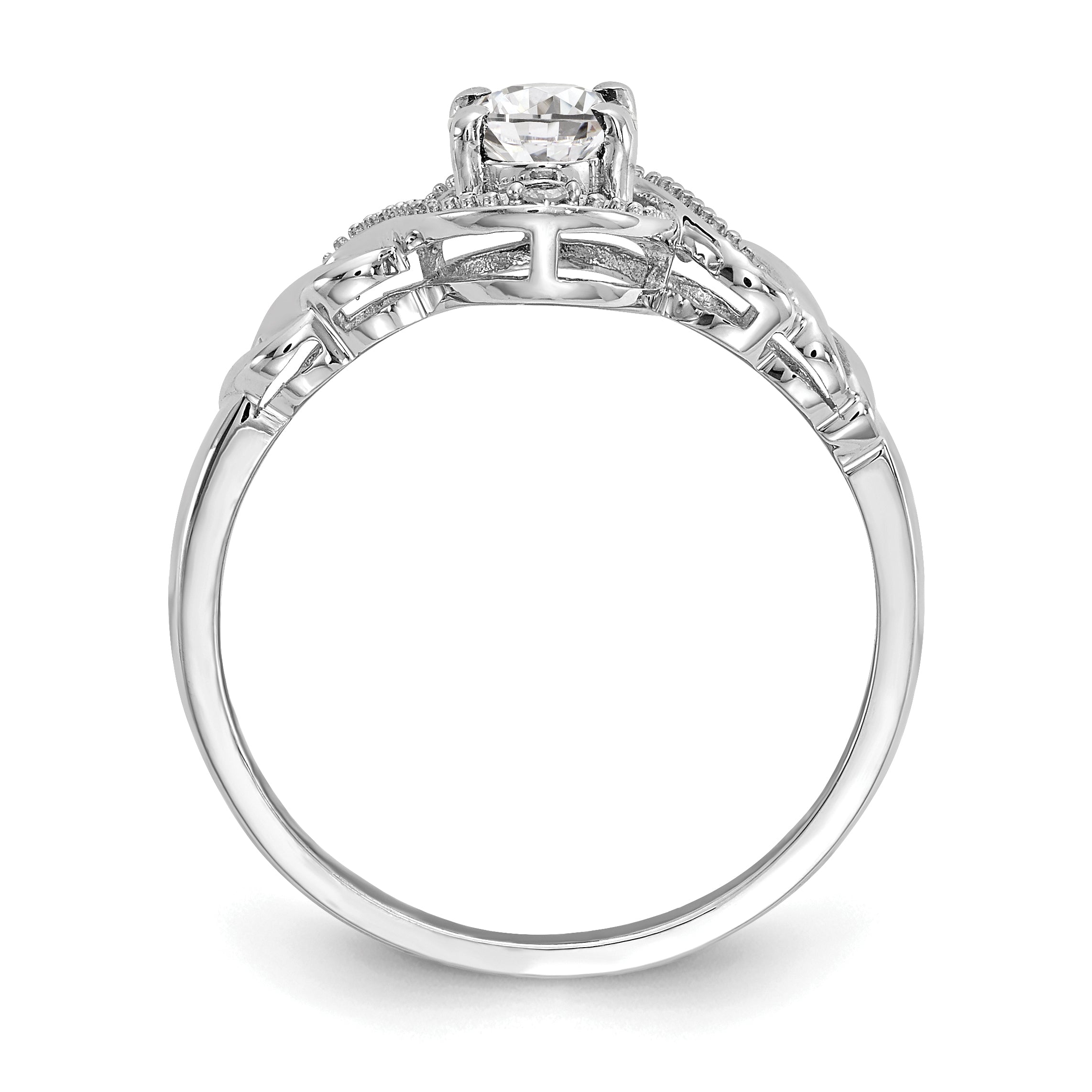 10k White Gold White Topaz and Diamond Ring