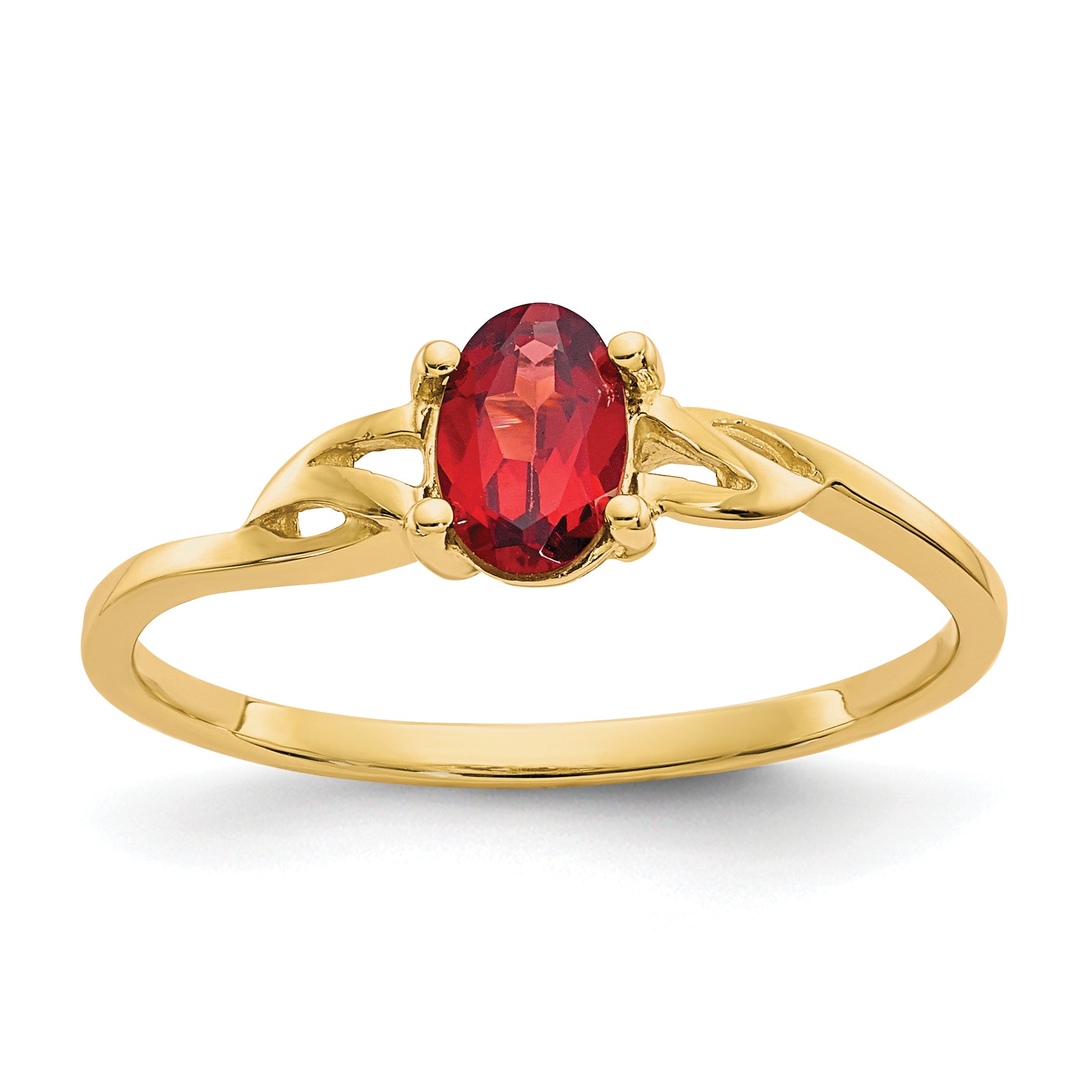 10k Polished Genuine Garnet Birthstone Ring