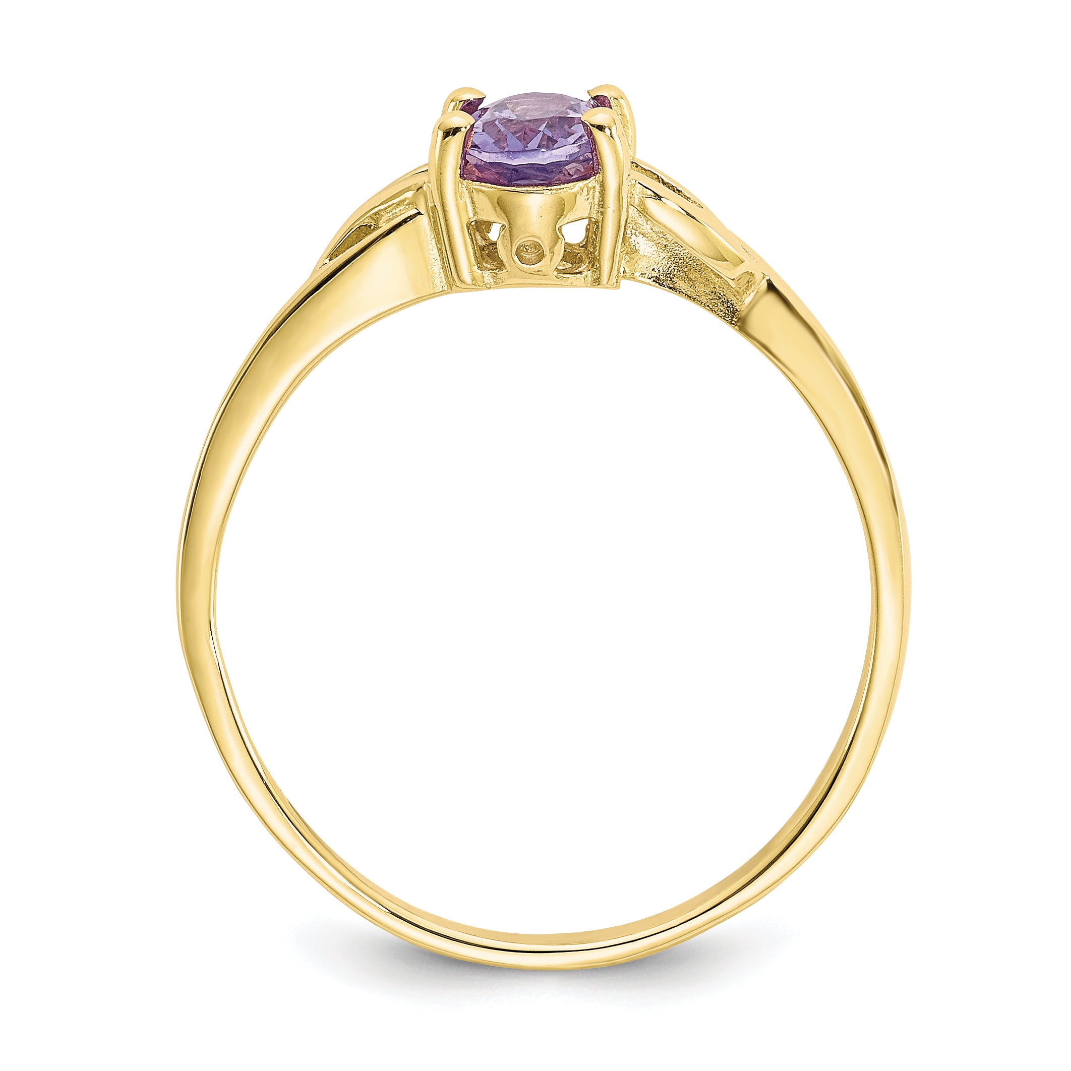 10k Polished Genuine Amethyst Birthstone Ring