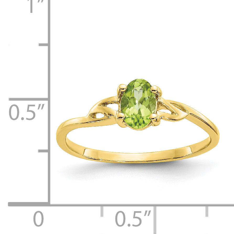 10k Polished Genuine Peridot Birthstone Ring