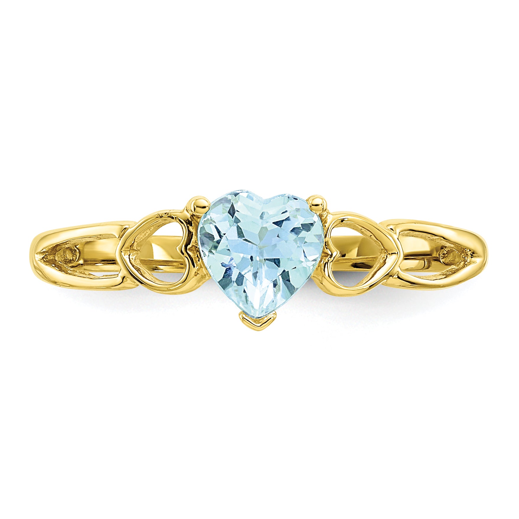 10k Polished Genuine Aquamarine Birthstone Ring