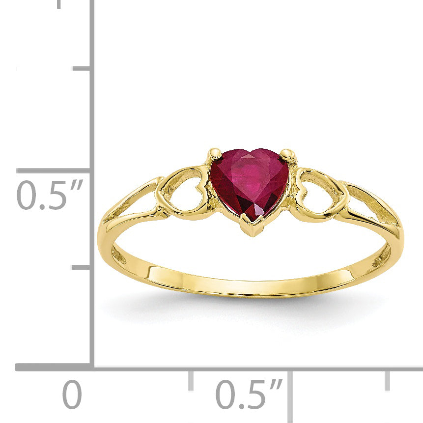 10k Polished Genuine Ruby Birthstone Ring