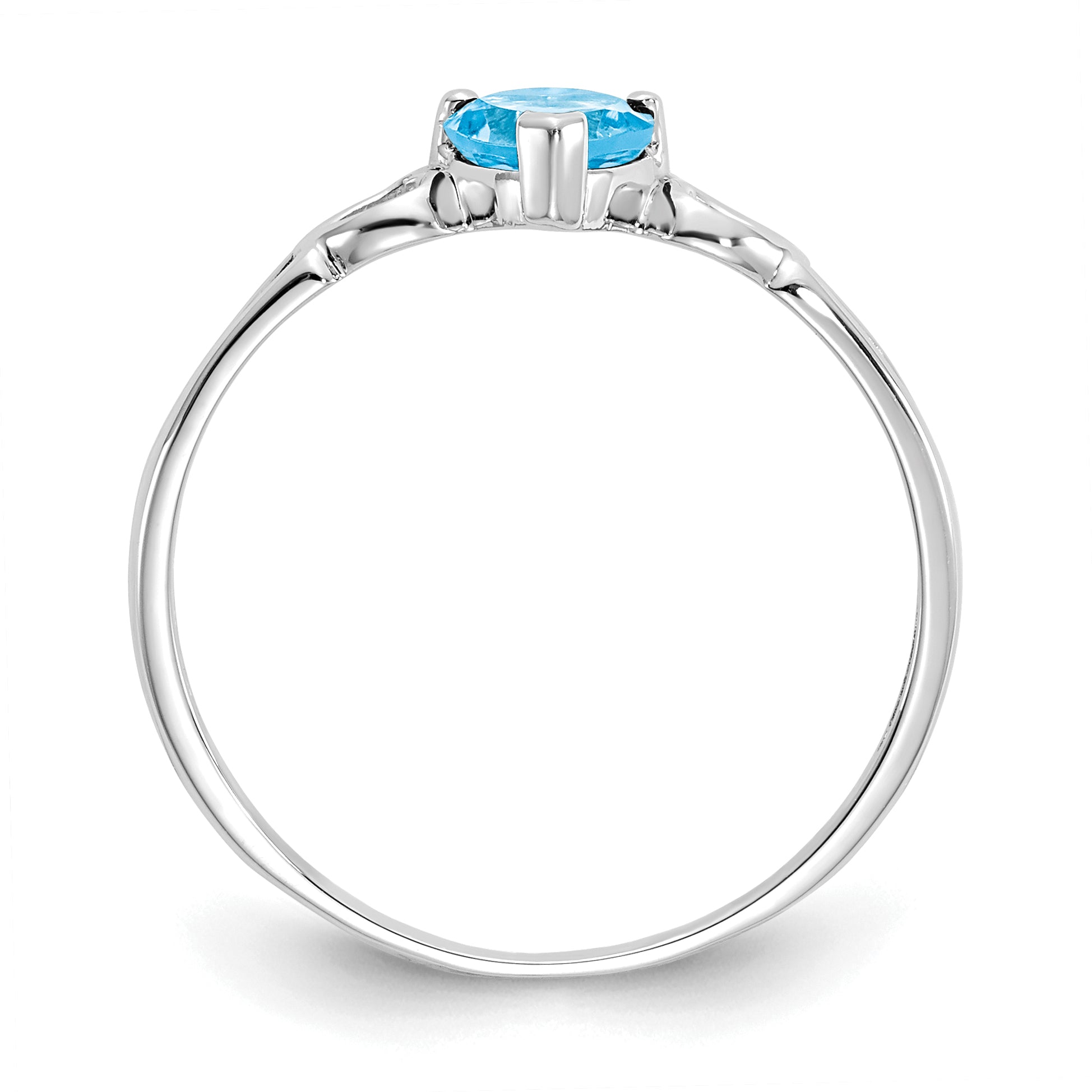 10k White Gold Polished Genuine Blue Topaz Birthstone Ring