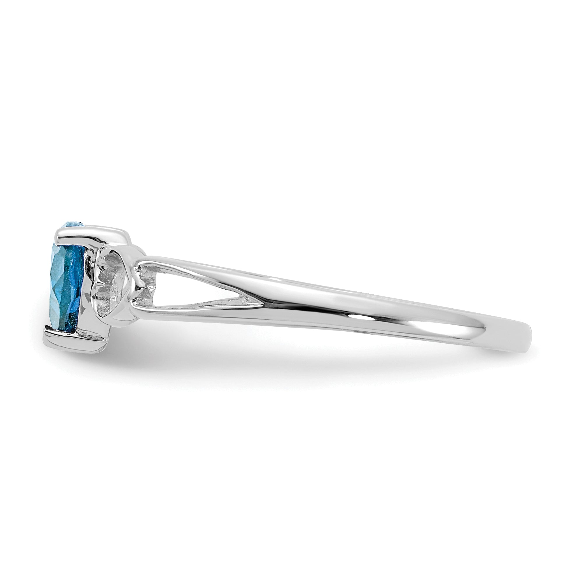 10k White Gold Polished Genuine Blue Topaz Birthstone Ring
