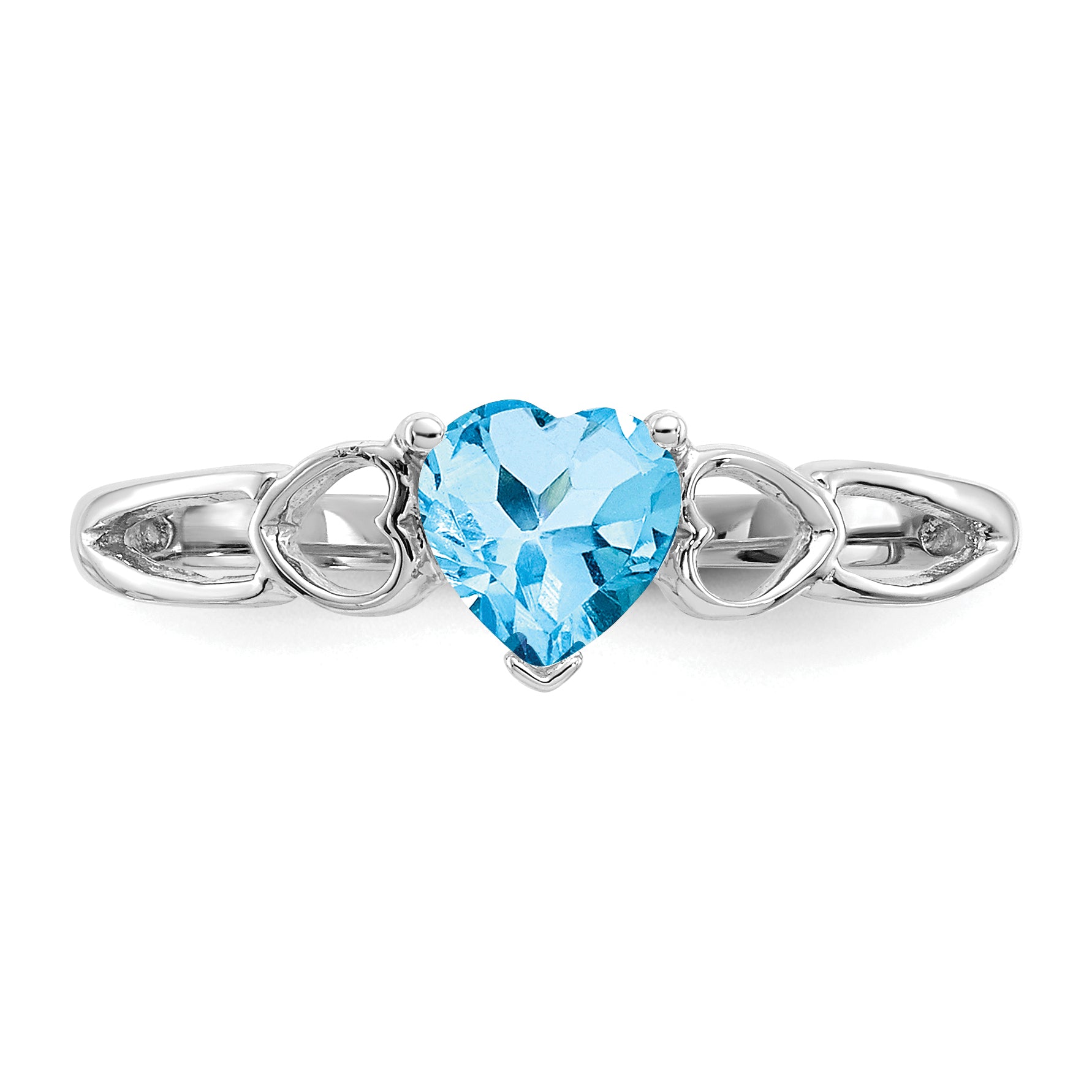 10k White Gold Polished Genuine Blue Topaz Birthstone Ring