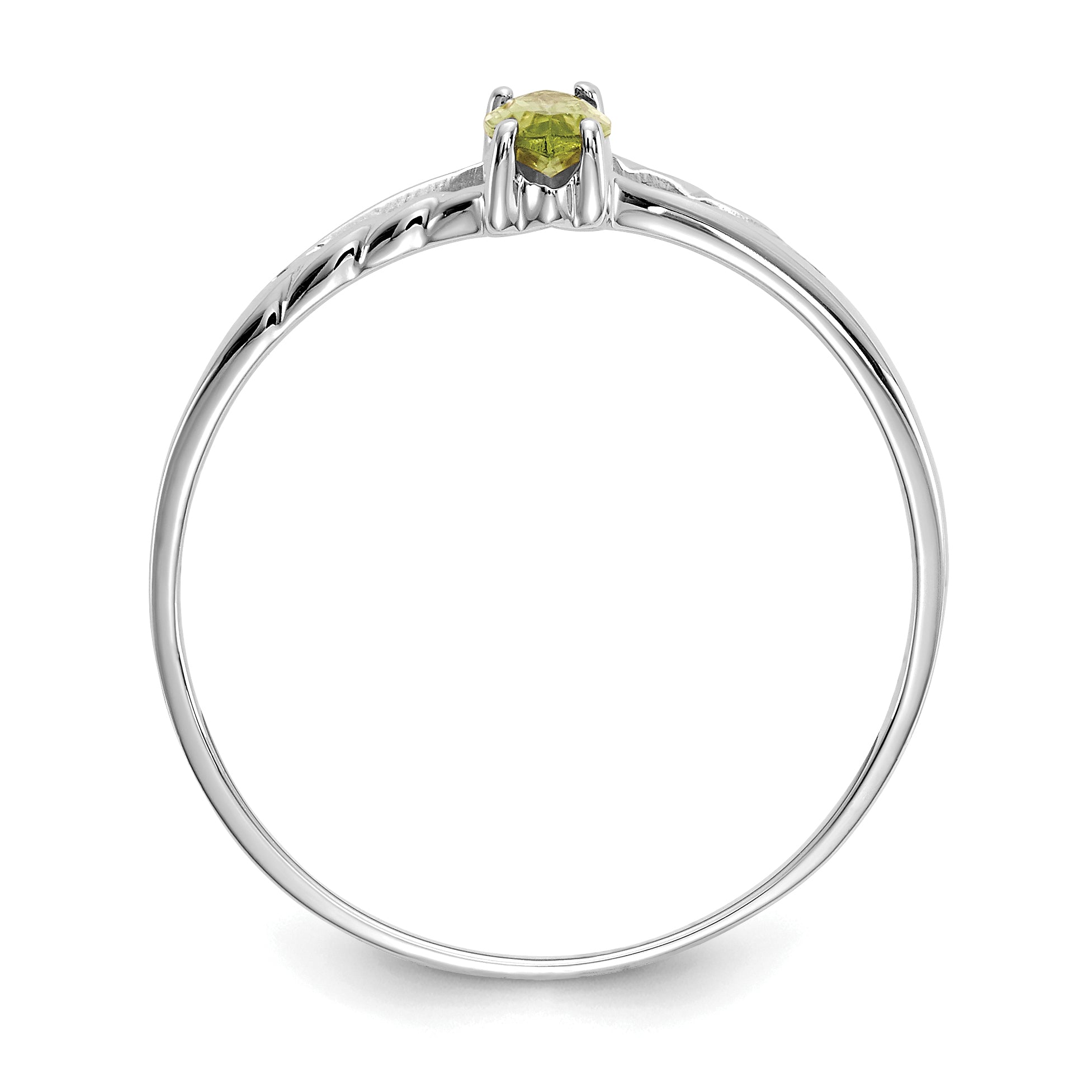10k White Gold Polished Genuine Peridot Birthstone Ring