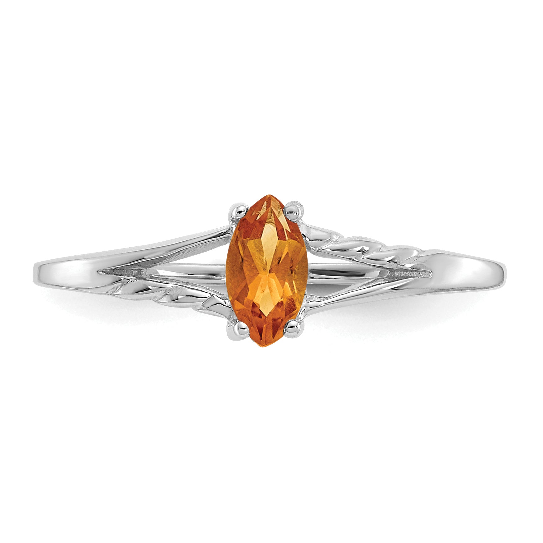 10k White Gold Polished Genuine Citrine Birthstone Ring