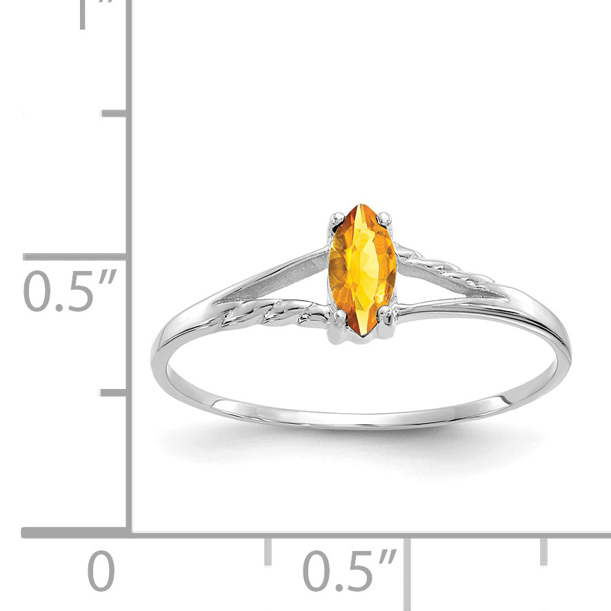 10k White Gold Polished Genuine Citrine Birthstone Ring