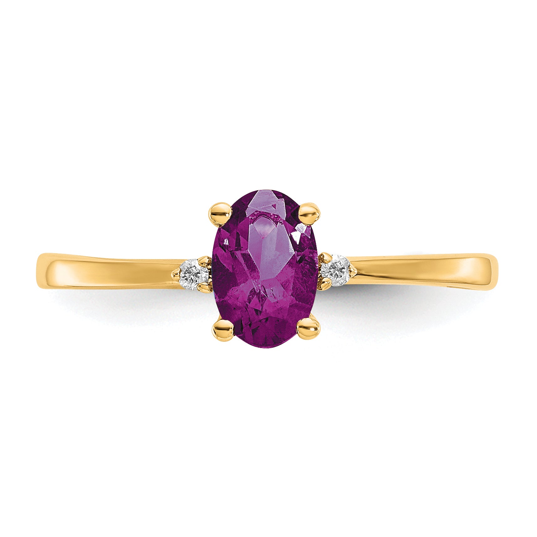 10k Polished Genuine Diamond & Rhodolite Garnet Birthstone Ring