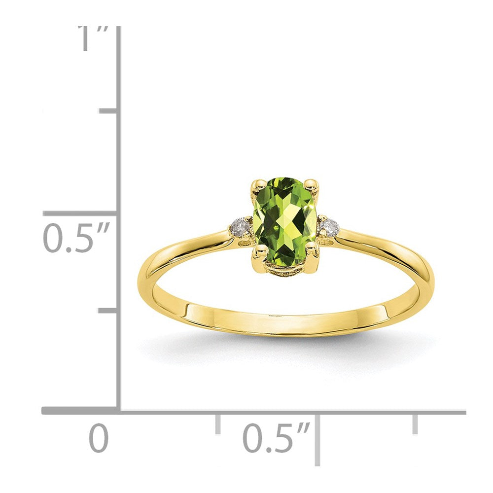 10k Polished Genuine Diamond & Peridot Birthstone Ring