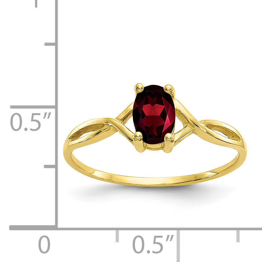 10k Polished Genuine Garnet Birthstone Ring
