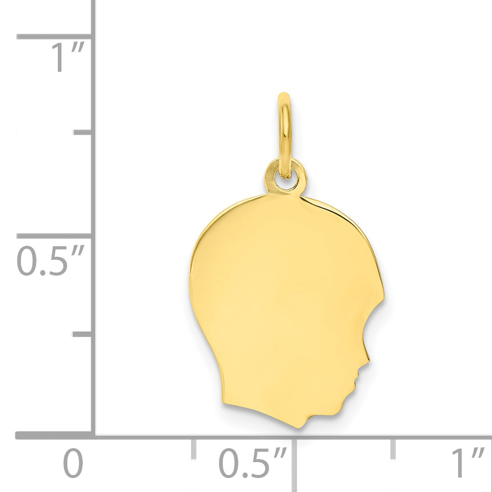 10K Plain Medium .013 Gauge Facing Right Engravable Boy Head Charm