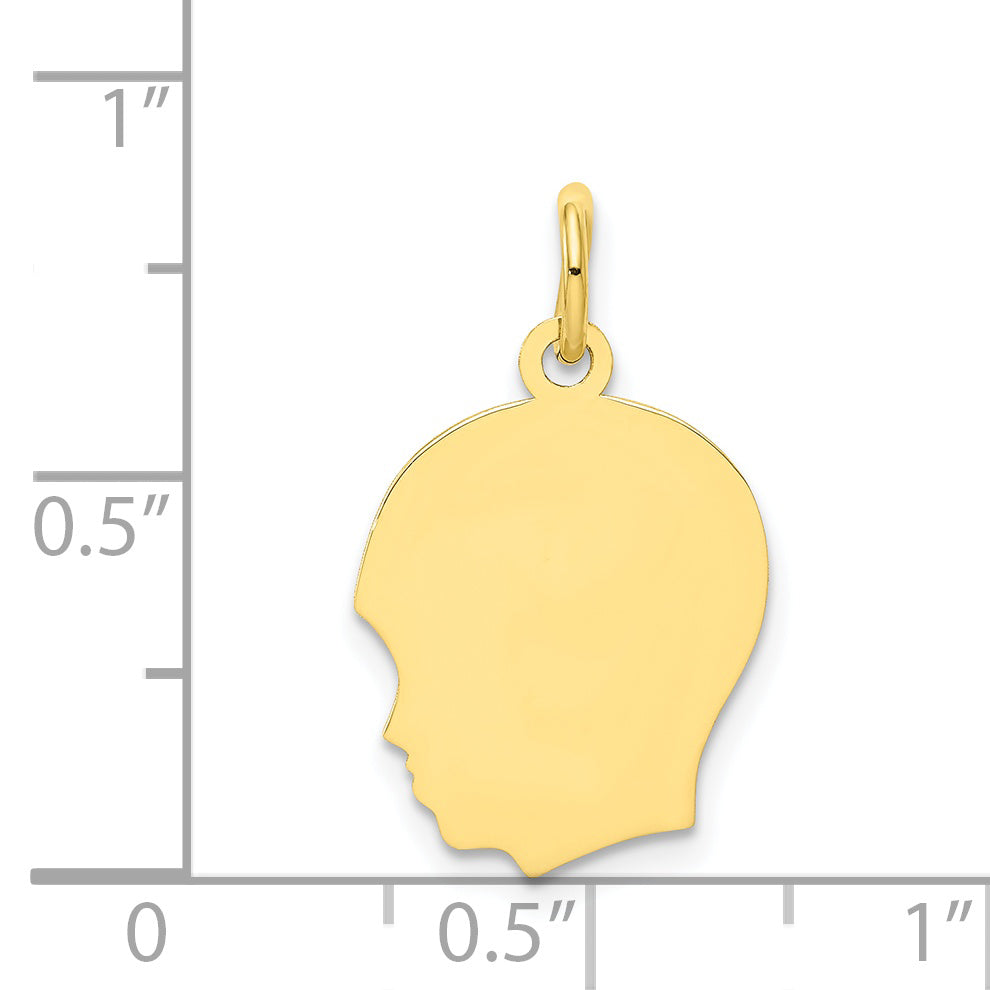 10K Plain Medium .013 Gauge Facing Left Engravable Boy Head Charm