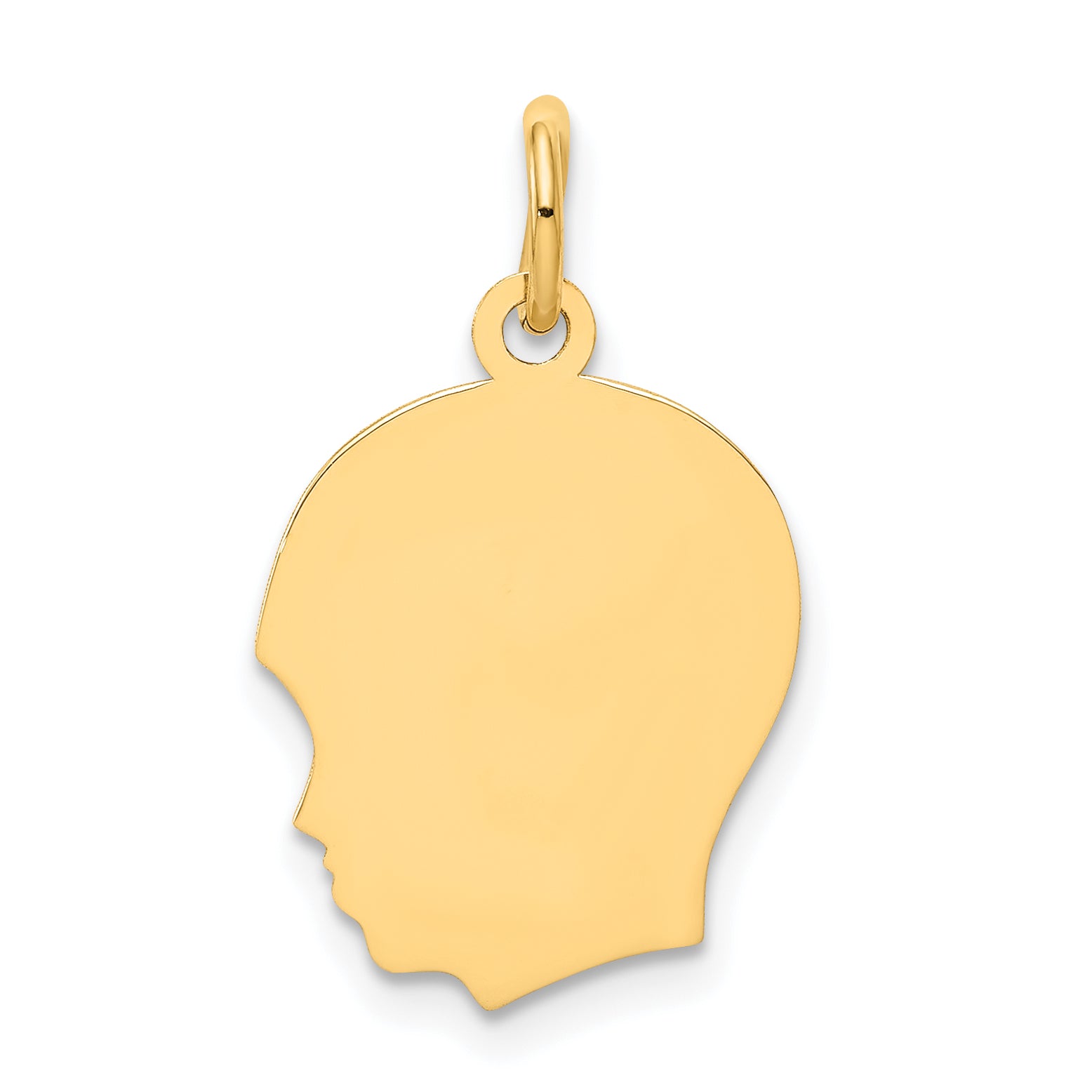 10K Plain Medium .013 Gauge Facing Left Engravable Boy Head Charm