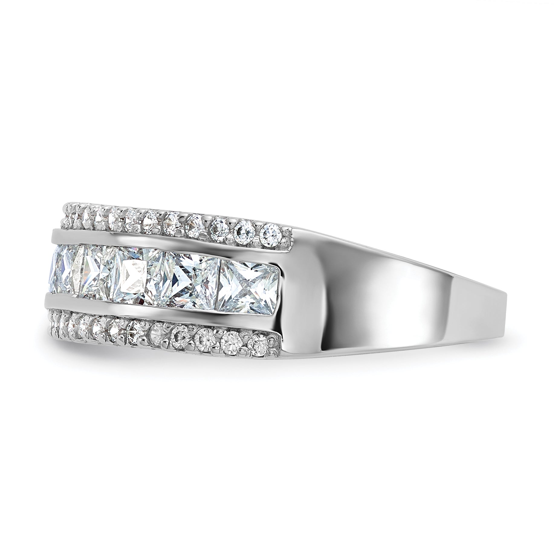 10K Tiara Collection White Gold Polished CZ Ring