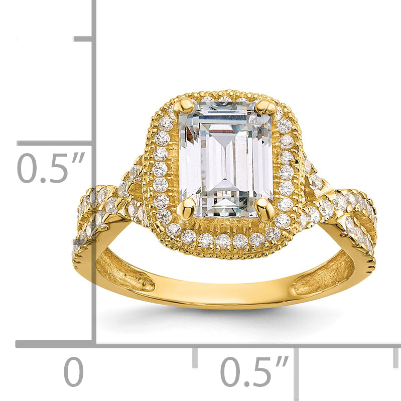 10K Tiara Collection Polished CZ Ring
