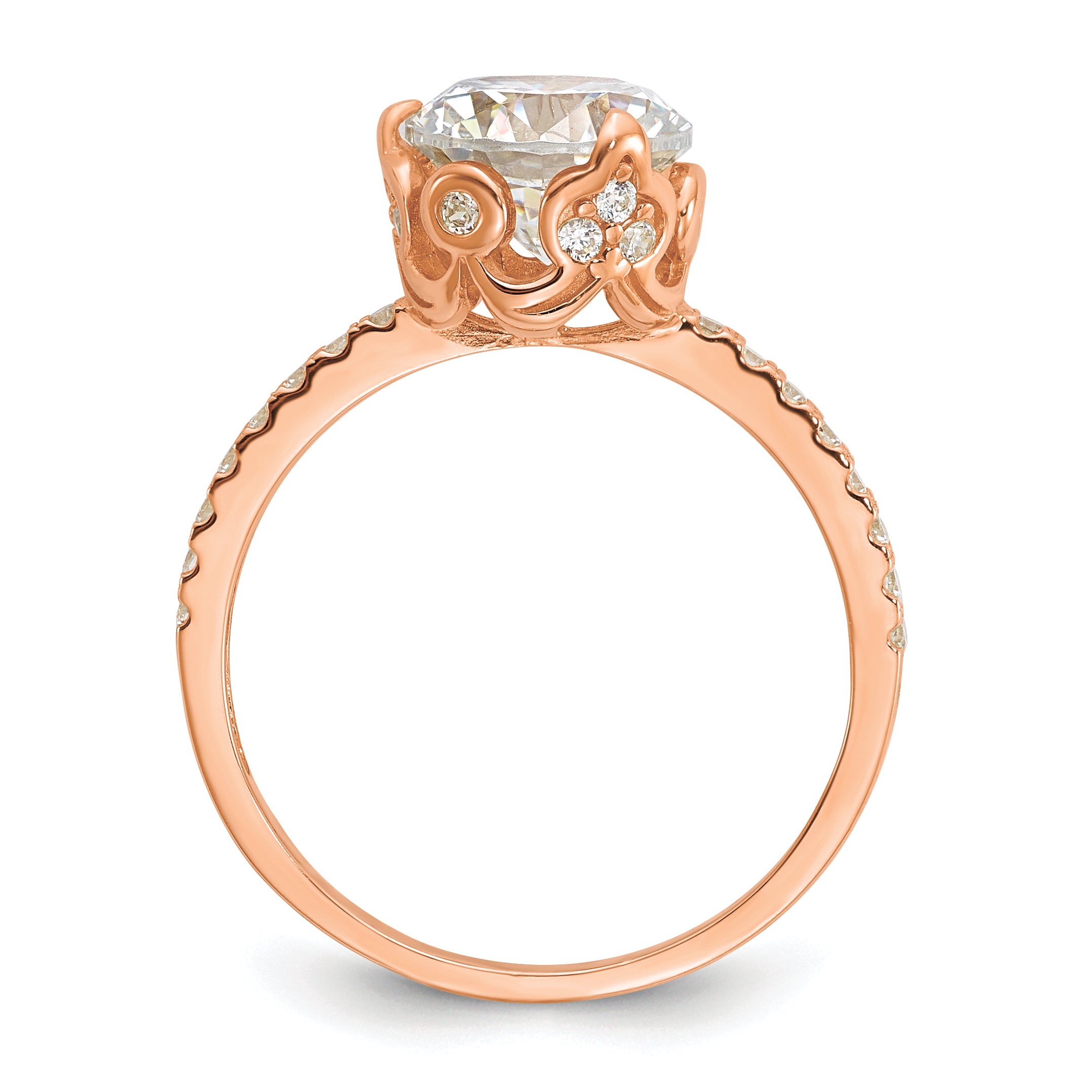 10K Tiara Collection Rose Gold Polished CZ Ring
