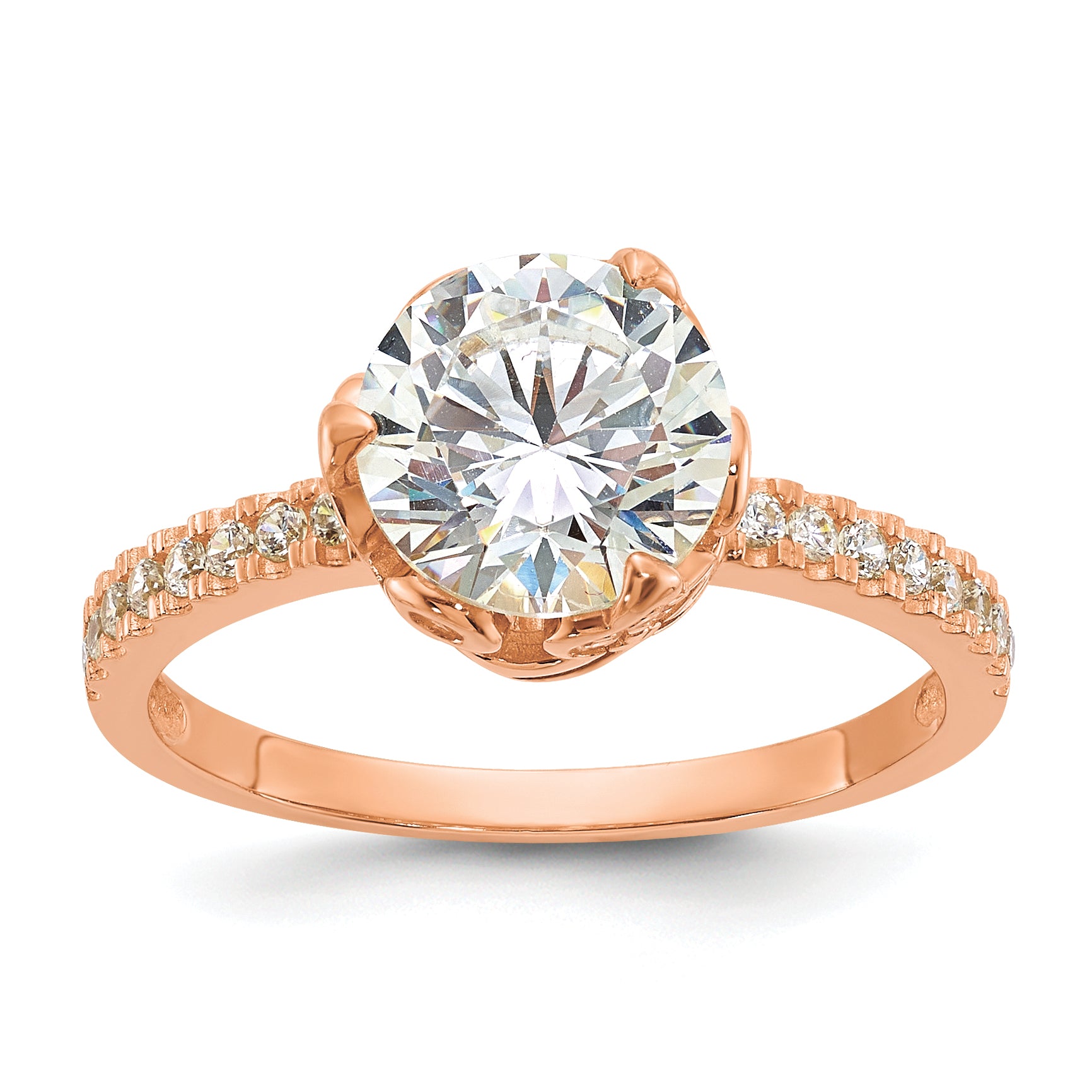 10K Tiara Collection Rose Gold Polished CZ Ring