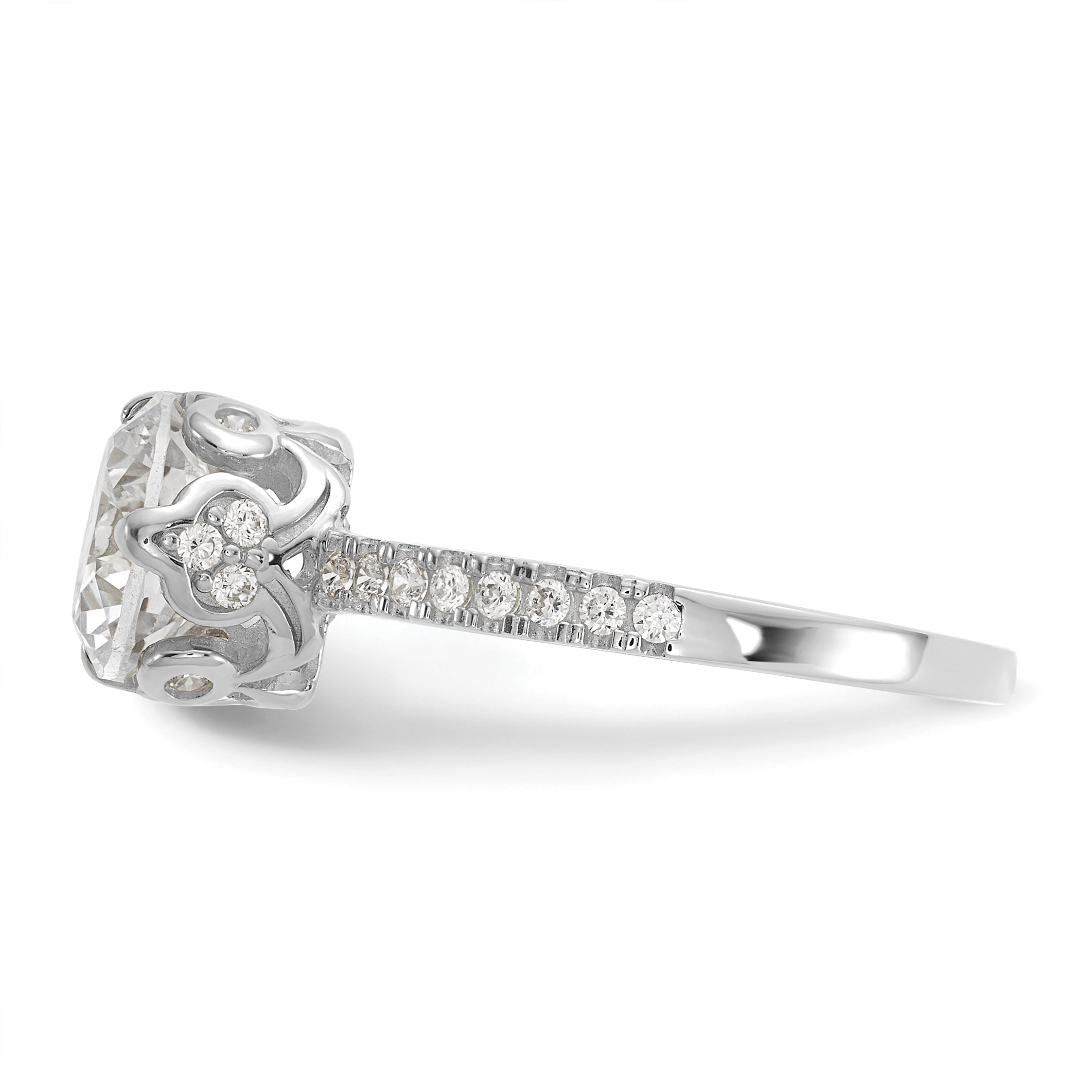 10K Tiara Collection White Gold Polished CZ Ring