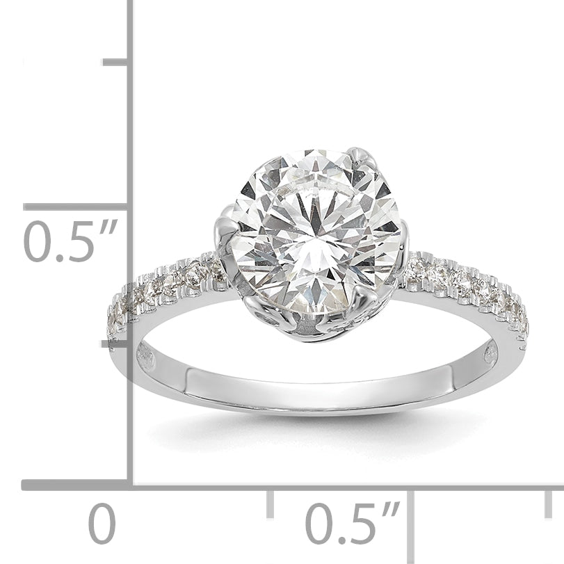 10K Tiara Collection White Gold Polished CZ Ring