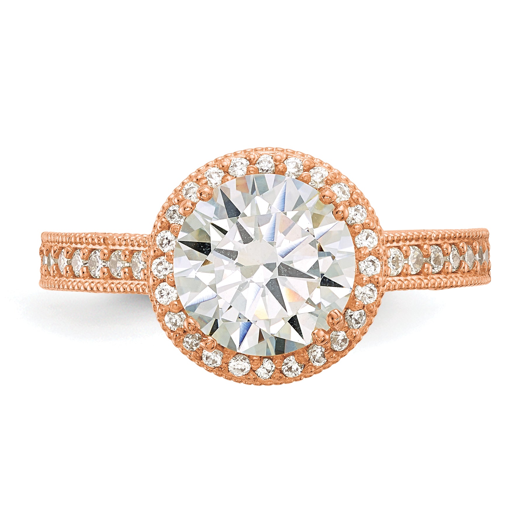 10K Tiara Collection Rose Gold Polished CZ Ring