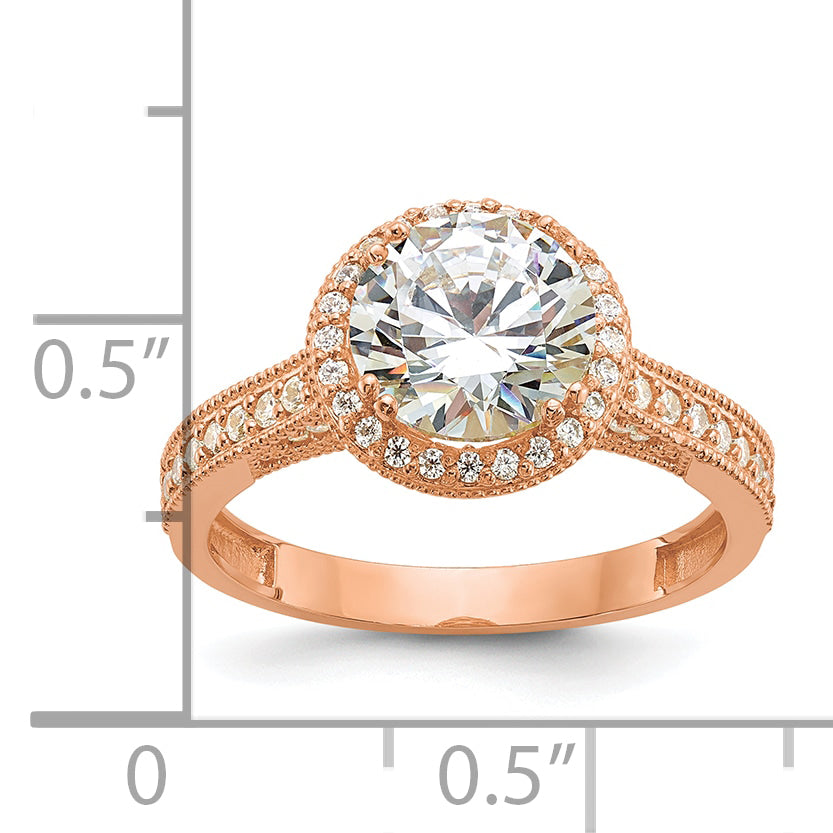 10K Tiara Collection Rose Gold Polished CZ Ring
