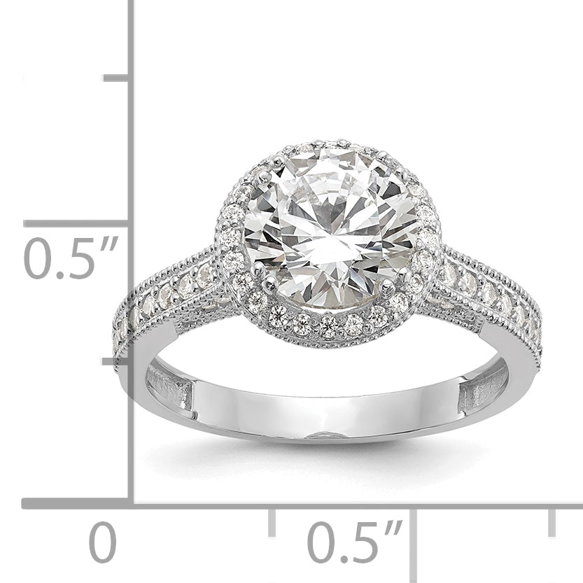 10K Tiara Collection White Gold Polished CZ Ring